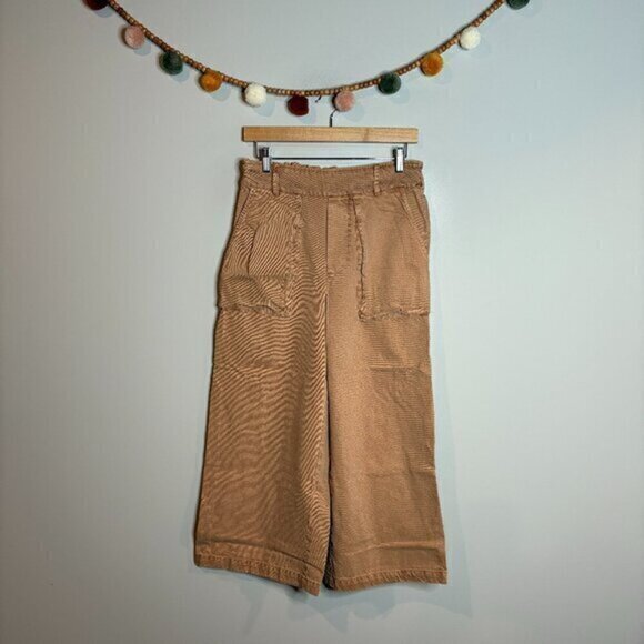 Young, Fabulous & Broke tan wide leg cropped pull on pants - Picture 1 of 5